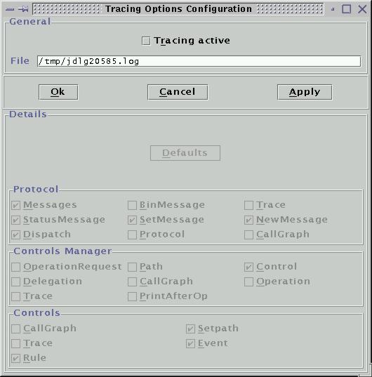 Tracing Configuration Dialog